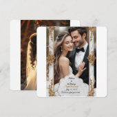 エレガント大理石と金ゴールド結婚式招待状 招待状 (正面/裏面)