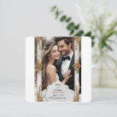 エレガント大理石と金ゴールド結婚式招待状 招待状 (スタンド正面)