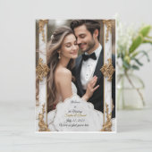 エレガント大理石と金ゴールド結婚式招待状 招待状 (スタンド正面)