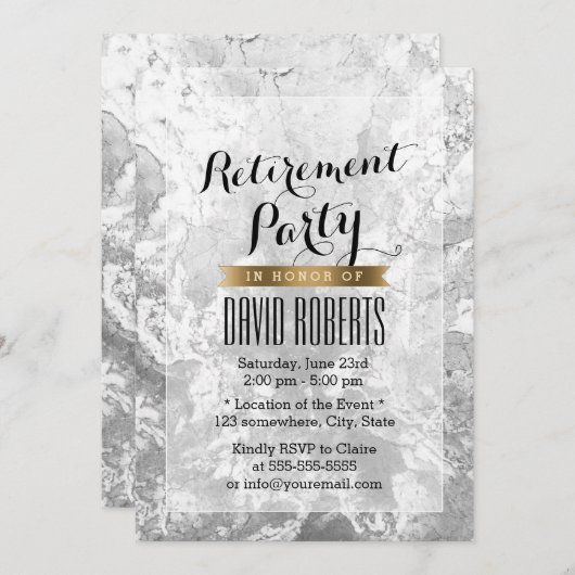 エレガント大理石のテクスチャの削除パーティー 招待状 (正面/裏面)