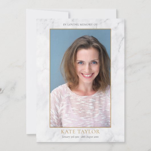 エレガント大理石の写真お祝い 招待状 (裏面)