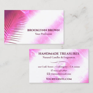 エレガント大理石の水色フローラモダンピンク白 名刺