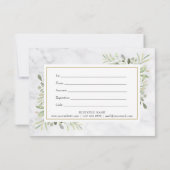 エレガント大理石の緑のフローラギフト証明書 (裏面)