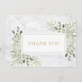 エレガント大理石の緑の葬儀記念金ゴールド サンキューカード (正面/裏面)