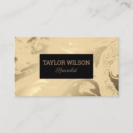 エレガント大理石の黒と金ゴールド 名刺 (正面)
