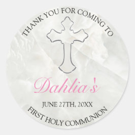 エレガント大理石ガールズファースト聖餐式サンキュー ラウンドシール