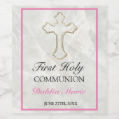 エレガント大理石ガールズファースト聖餐式ワインラボ ワインラベル (シングルラベル)