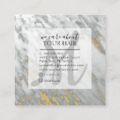 エレガント大理石グレー金ゴールドモノグラム美容師 スクエア名刺 (裏面)