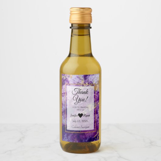 エレガント大理石サンキューミニワインボトルラベル ワインラベル (正面)