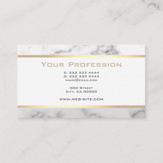 エレガント大理石スタイルかわいらし金ゴールドモダン枠 名刺 (裏面)