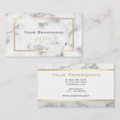 エレガント大理石スタイルかわいらし金ゴールドモダン枠 名刺 (正面/裏面)