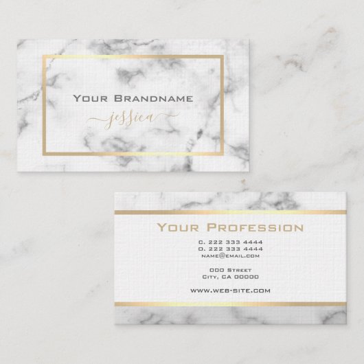 エレガント大理石スタイルかわいらし金ゴールドモダン枠 名刺 (正面/裏面)