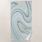 エレガント大理石スワールシルバーグリッタースパークルグラム ビーチタオル (正面)