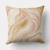 エレガント大理石スワール、高級金ゴールドピンクホワイト クッション (裏面)