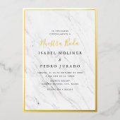 エレガント大理石ヌエストラスペインのボダ結婚ズ 箔招待状 (正面)