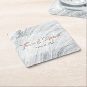 エレガント大理石パーソナライズされた、 スクエアペーパーコースター (アングル)