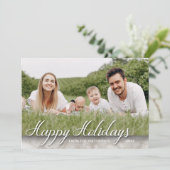 エレガント大理石ファミリーフォトハッピーホリデー カード (スタンド正面)