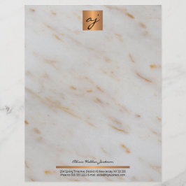 エレガント大理石フェミニン銅金ゴールドモノグラムの レターヘッド