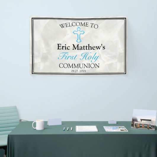 エレガント大理石ボーイズ初の聖体拝領 横断幕 (トレードショー)
