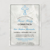 エレガント大理石ボーイズ1st聖餐式招待状 ポストカード (正面)