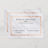 エレガント大理石モダンおよびバラ金ゴールドRSVPカード 出欠カード (正面/裏面)