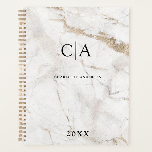 エレガント大理石モノグラム招待状 プランナー手帳 (正面)