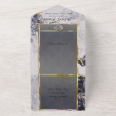 エレガント大理石、グレー、金ゴールドフレ葉ーム オールインワン招待状 (外側)