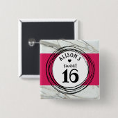 エレガント大理石、モダントレンディー10代の若者ガールピン 缶バッジ (正面&裏面)