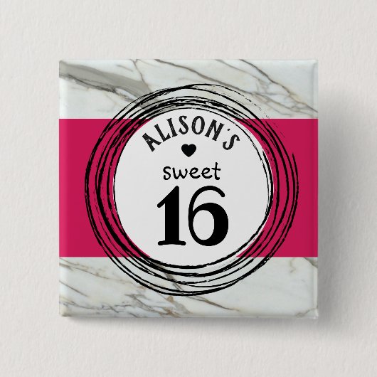 エレガント大理石、モダントレンディー10代の若者ガールピン 缶バッジ (正面)