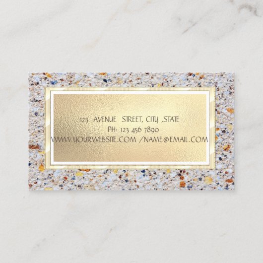 エレガント大理石、石金ゴールドフレームジュエリー設計者 名刺 (裏面)