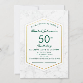 エレガント大理石&金ゴールド50th誕生日招待状 招待状