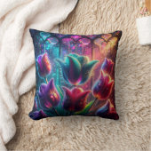 「エレガント大聖堂の窓の雨に濡れたチューリップ」 クッション (ブランケット)