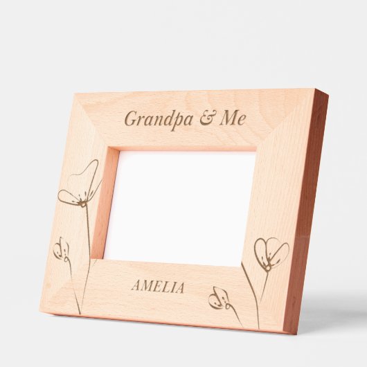 エレガント大花カスタム木枠 レーザー彫刻フレーム (左)