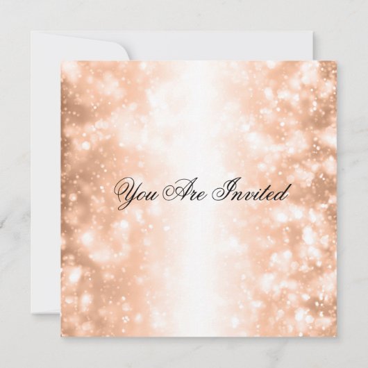 エレガント婚約パーティバラ金ゴールドきらめく灯 招待状 (裏面)