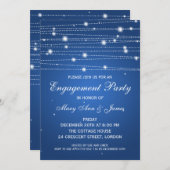 エレガント婚約パーティラきらめくインサファイア 招待状 (正面/裏面)