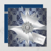 エレガント婚約パーティ招待状 招待状 (正面/裏面)