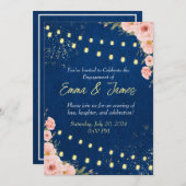 エレガント婚約パーティ招待状 招待状 (正面/裏面)