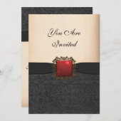 エレガント婚約パーティ招待状 招待状 (正面/裏面)