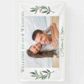 エレガント婚約フォトグリーン植物学結婚院 横断幕 (縦)