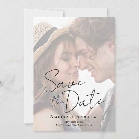 エレガント婚約フォトスク結婚リプト セーブザデート (正面)