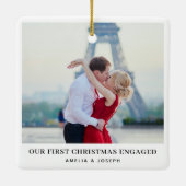 エレガント婚約 |写真婚約した初めてのクリスマス セラミックオーナメント (裏面)