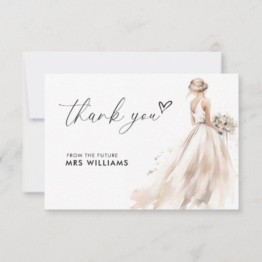 エレガント嫁結婚のブライダルシャワーありがとう サンキューカード (正面)