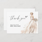 エレガント嫁結婚のブライダルシャワーありがとう サンキューカード (正面/裏面)