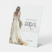 エレガント嫁結婚衣ブライダルシャワー歓迎 台座サイン (正面)