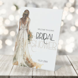 エレガント嫁結婚衣ブライダルシャワー歓迎 台座サイン