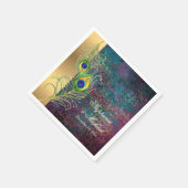 エレガント孔雀の羽の宝石の結婚渦巻き スタンダードカクテルナプキン (角)