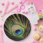 エレガント孔雀フェザーブラック ペーパープレート (パーティー)