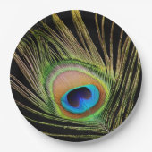 エレガント孔雀フェザーブラック ペーパープレート (正面)