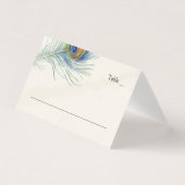 エレガント孔雀フェザーヴィンテージティール(緑がかった色)座席表 名刺 (正面)