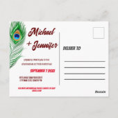 エレガント孔雀フェザー&バラカスタムウェディング ポストカード (裏面)